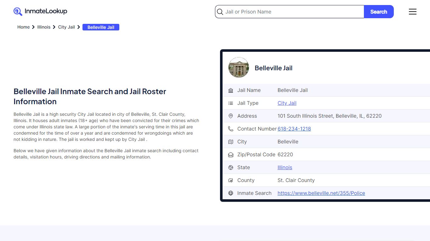 Belleville Jail Inmate Search and Jail Roster Information - Inmate Lookup